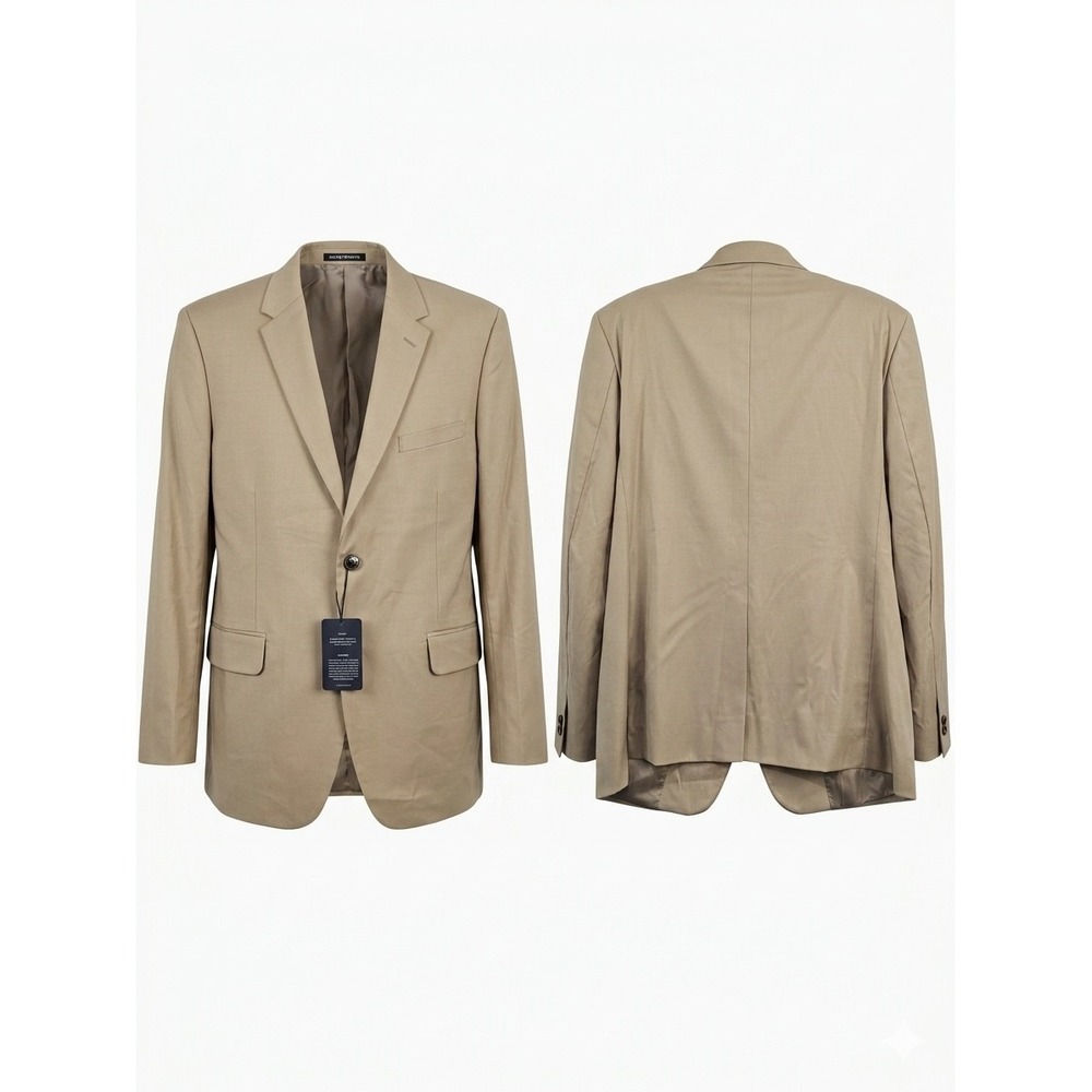 StudioSuits Blazer Mens 46R Tan Solid Bespoke Hand Crafted Luxury Sport Coat Tan